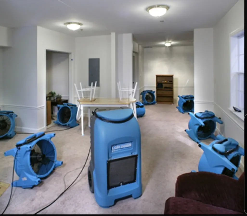Air movers and dehumidifier setup for Water Extraction & Removal in Fort Carson